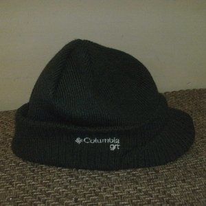 COLUMBIA Army Green Brim Cap Knit Beanie Visor Outdoor Winter Hat ~ OS